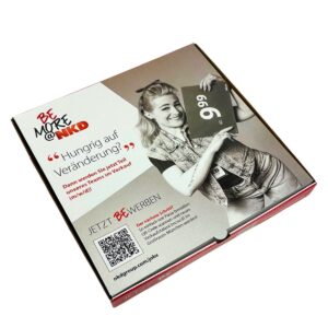 Pizzakarton Werbung Beispiel NKD – Werbung auf Pizzakartons